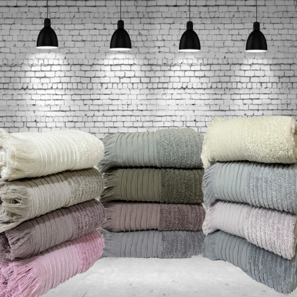 Saçaklı El Havlusu 50x90 Dalga Desenli